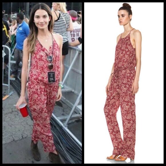 💕ISABEL MARANT💕 ETOILE Seth Jumpsuit Red Floral Print 38 Sleeveless Boho Chic - Picture 1 of 16